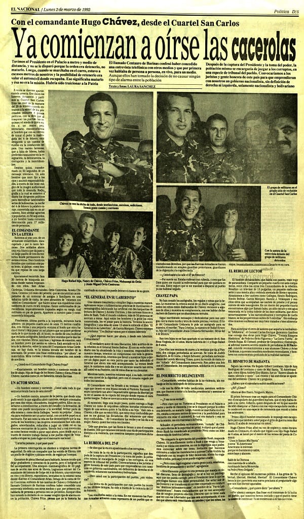 Lidera la insurrección cívico-militar en contra del gobierno corrupto de Carlos Andrés Pérez