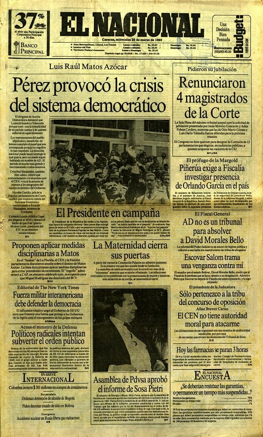 Lidera la insurrección cívico-militar en contra del gobierno corrupto de Carlos Andrés Pérez