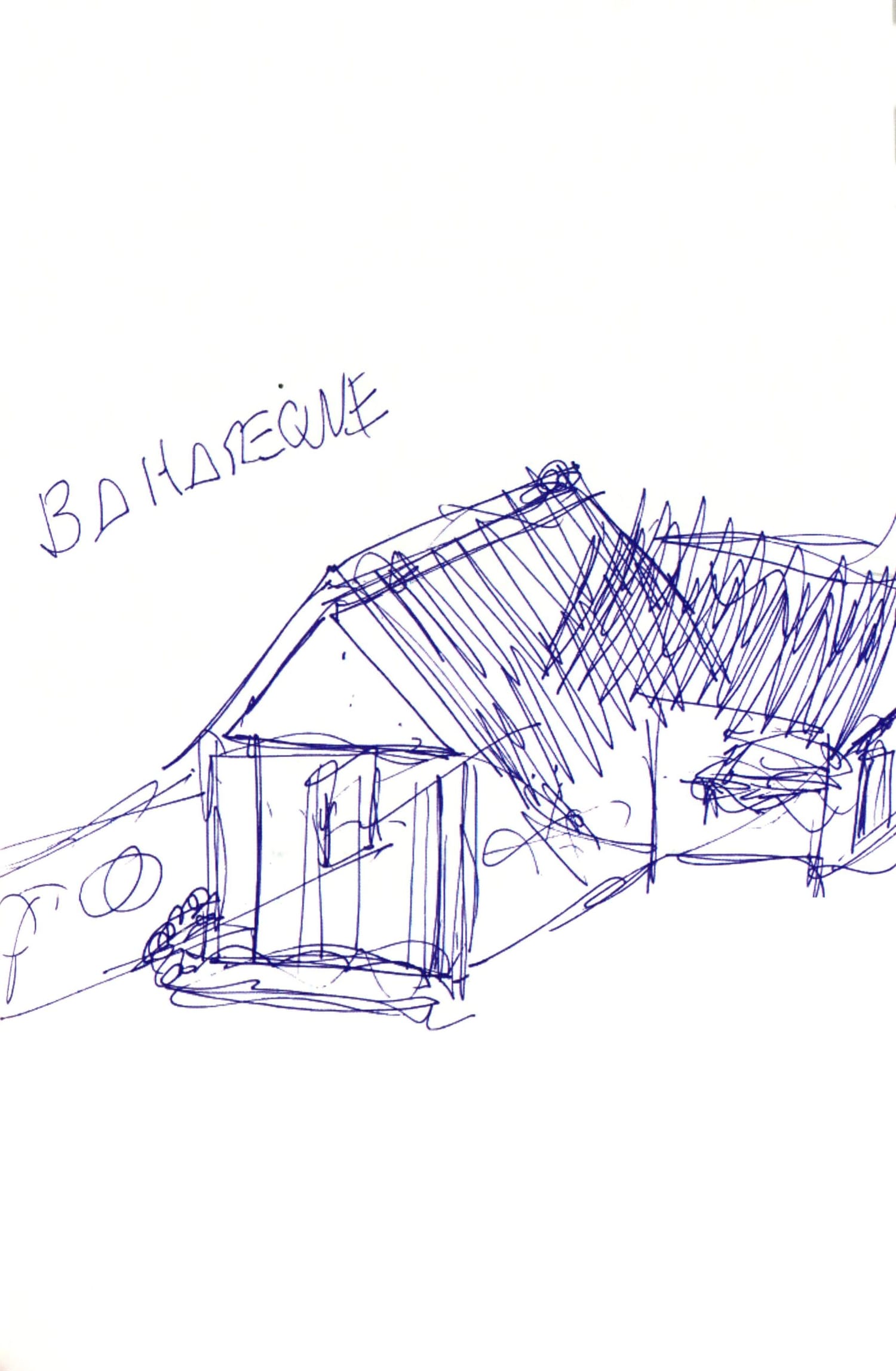 Boceto, hecho por Hugo Chávez, de la casa de bahareque donde nació en Sabaneta. Entre 2008 y 2010