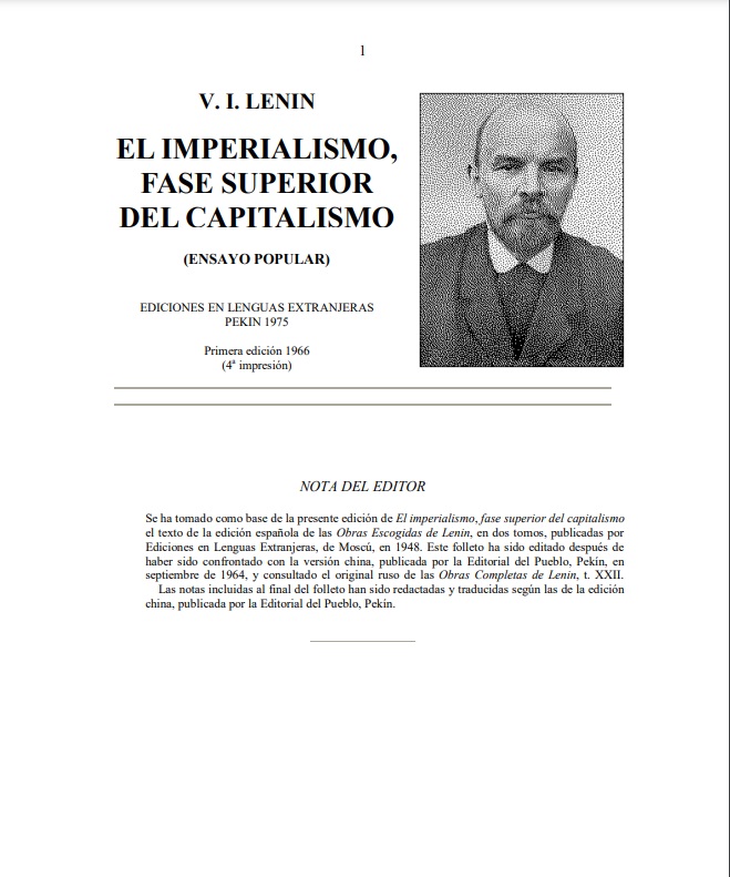 El Imperialismo, fase superior del capitalismo